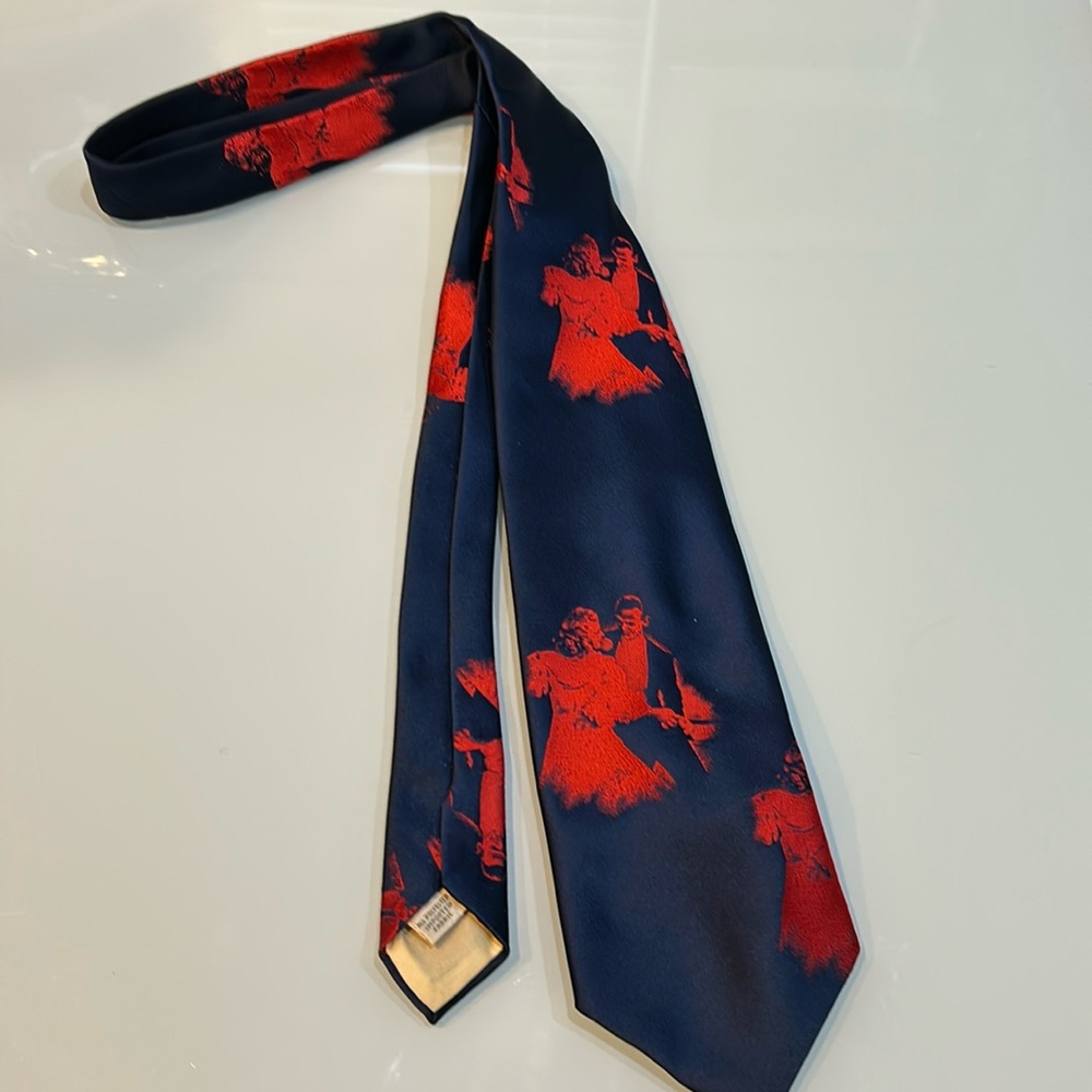 Vintage romantic man woman dancing Valentines Day tie